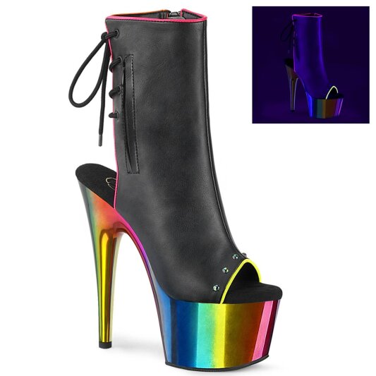Pleaser ADORE-1018RC-02 Bottines à plateforme Cuir synthétique Chrome Noir Bigarré EU-40/US-10