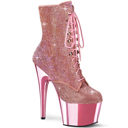 Pleaser ADORE-1020CHRS Bottines à plateforme Strass Chrome Rose EU-39/US-9