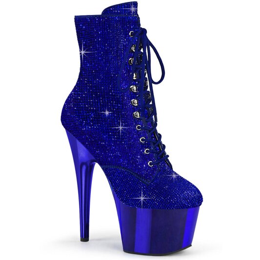 Pleaser ADORE-1020CHRS Bottines à plateforme Strass Chrome Bleu EU-39/US-9