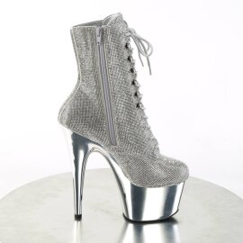 Pleaser ADORE-1020CHRS Bottines à plateforme Strass Chrome Argent EU-35/US-5