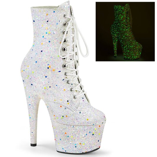 Pleaser ADORE-1020GDLG Bottines à plateforme Paillettes Blanc EU-35/US-5