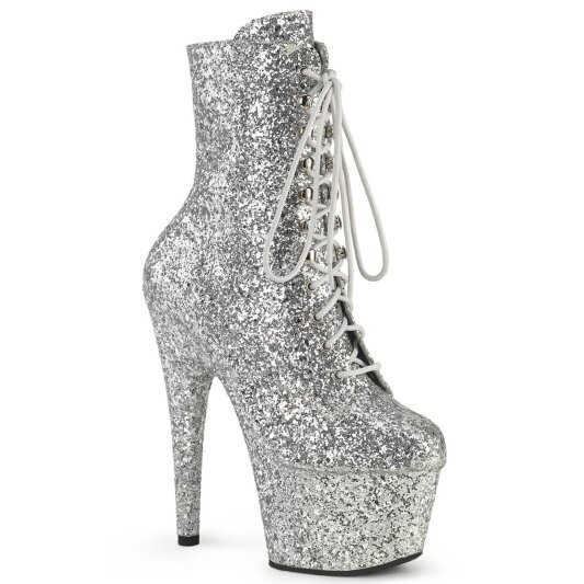 Pleaser ADORE-1020GWR Bottines à plateforme Paillettes Argent EU-36/US-6