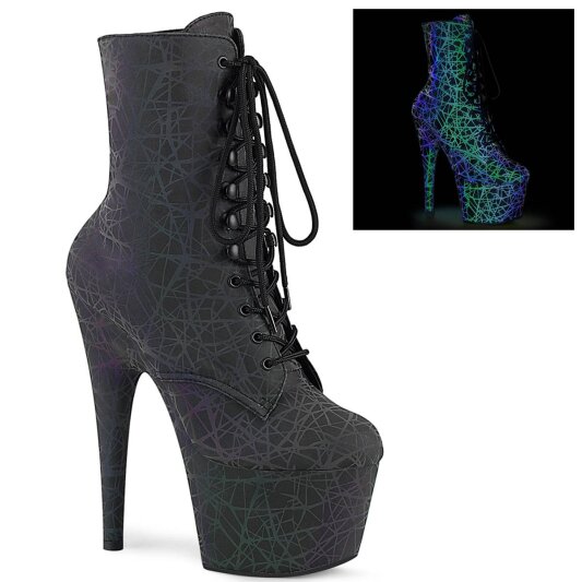 Pleaser ADORE-1020REFL Bottines à plateforme Réflexion Noir EU-41/US-11