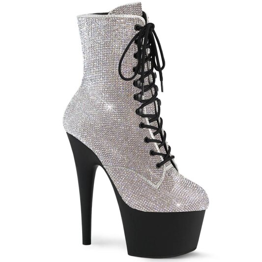 Pleaser ADORE-1020RS Bottines à plateforme Strass Argent EU-35/US-5