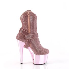 Pleaser ADORE-1029CHRS Bottines à plateforme Strass Chrome Rose EU-38/US-8