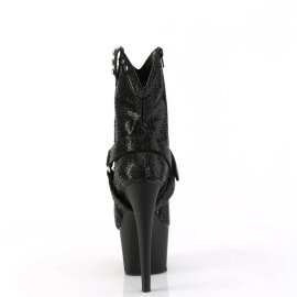 Pleaser ADORE-1029RS Bottines à plateforme Strass Chrome Noir EU-38/US-8
