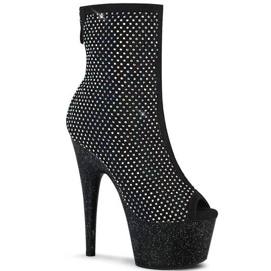 Pleaser ADORE-1031GM Bottines à plateforme Strass mailles Noir EU-41/US-11