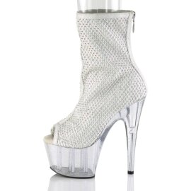 Pleaser ADORE-1031GM Bottines à plateforme mailles Strass Blanc EU-41/US-11