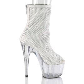 Pleaser ADORE-1031GM Bottines à plateforme mailles Strass Blanc EU-41/US-11