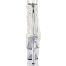 Pleaser ADORE-1031GM Bottines à plateforme mailles Strass Blanc EU-42/US-12