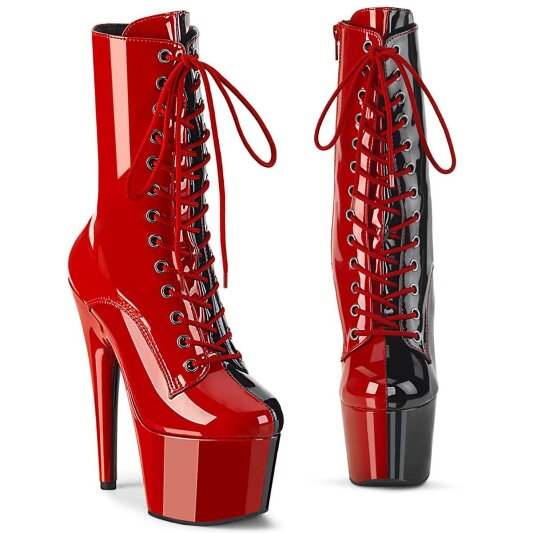Pleaser ADORE-1040TT Bottines à plateforme Vernis Noir Rouge EU-36/US-6