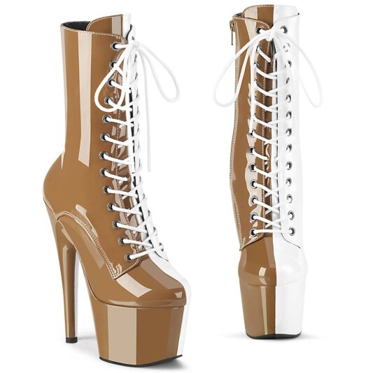 Pleaser ADORE-1040TT Bottines à plateforme Vernis Marron Blanc EU-36/US-6
