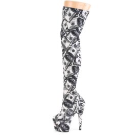 Pleaser ADORE-3000DP Bottes cuissardes à plateforme Noir Blanc EU-35/US-5