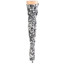 Pleaser ADORE-3000DP Bottes cuissardes à plateforme Noir Blanc EU-35/US-5