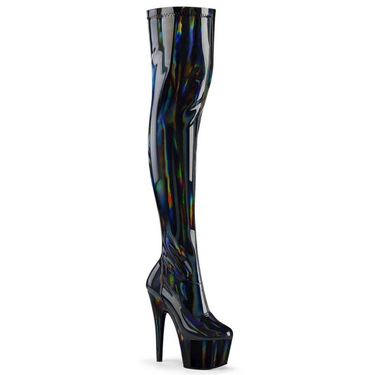 Pleaser ADORE-3000HWR Bottes cuissardes à plateforme Holo Noir EU-44/US-14