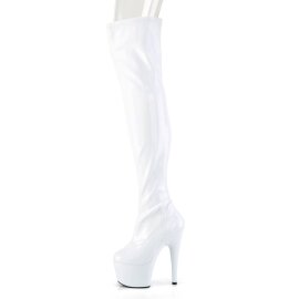 Pleaser ADORE-3000HWR Bottes cuissardes à plateforme Holo Blanc EU-44/US-14