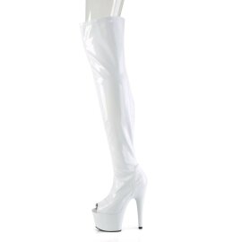 Pleaser ADORE-3011HWR Bottes cuissardes à plateforme Holo Blanc EU-36/US-6