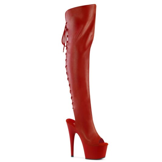 Pleaser ADORE-3019 Bottes cuissardes à plateforme Cuir synthétique Rouge EU-42/US-12