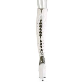Pleaser ADORE-3019 Bottes cuissardes à plateforme Cuir synthétique Blanc EU-41/US-11