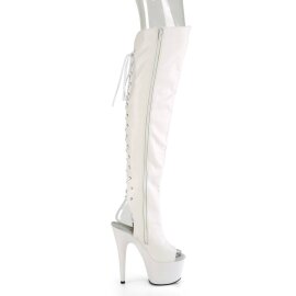 Pleaser ADORE-3019 Bottes cuissardes à plateforme Cuir synthétique Blanc EU-41/US-11