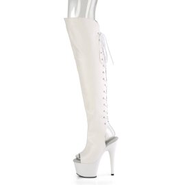 Pleaser ADORE-3019 Bottes cuissardes à plateforme Cuir synthétique Blanc EU-36/US-6