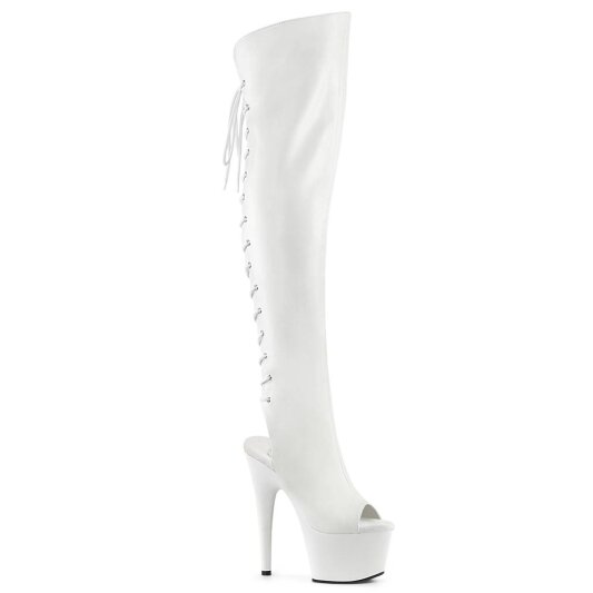 Pleaser ADORE-3019 Bottes cuissardes à plateforme Cuir synthétique Blanc EU-39/US-9