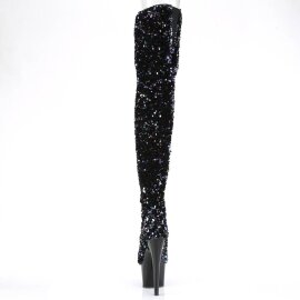 Pleaser ADORE-3020 Bottes cuissardes à plateforme Paillettes Noir EU-35/US-5