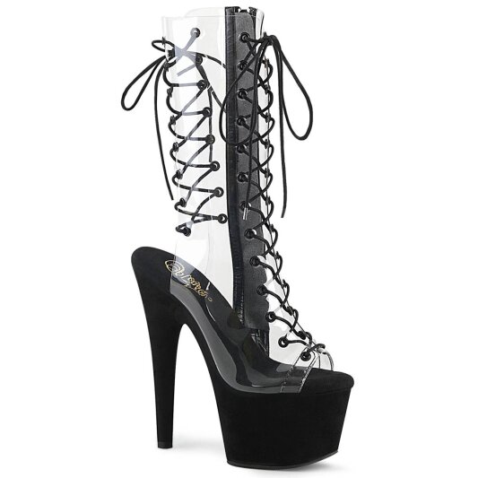 Pleaser ADORE-700-60FS Bottines à plateforme Daim synthétique Transparent Noir EU-36/US-6