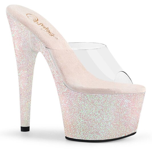Pleaser ADORE-701HMG Mules à plateforme Paillettes Transparent Rose EU-35/US-5