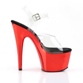 Pleaser ADORE-708 Sandales à plateforme Chrome Transparent Rouge EU-41/US-11