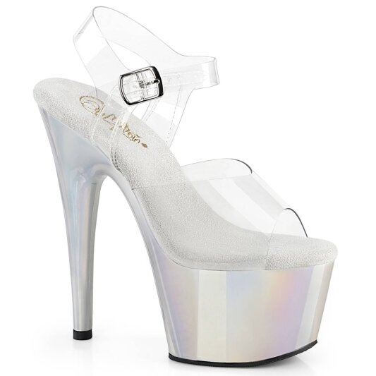 Pleaser ADORE-708LQ Sandales à plateforme Holo Transparent Argent EU-37/US-7