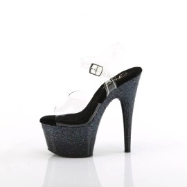Pleaser ADORE-708SS Sandales à plateforme Paillettes Transparent Noir EU-35/US-5