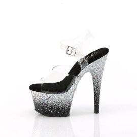 Pleaser ADORE-708SS Sandales à plateforme Paillettes Transparent Argent EU-36/US-6