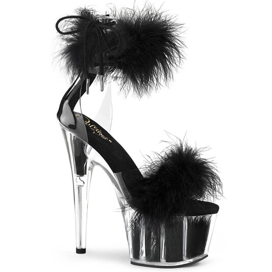 Pleaser ADORE-724F Sandales à plateforme Transparent Noir EU-35/US-5