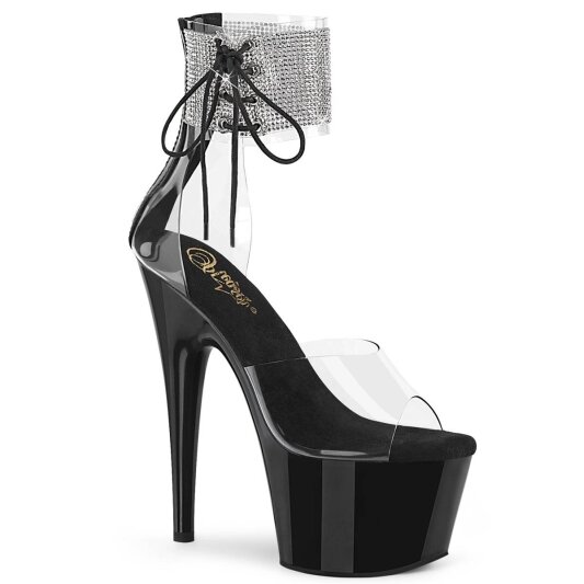 Pleaser ADORE-724RS Sandales à plateforme Strass Transparent Noir EU-35/US-5