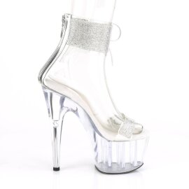 Pleaser ADORE-727RS Sandales à plateforme Strass Transparent Argent EU-37/US-7