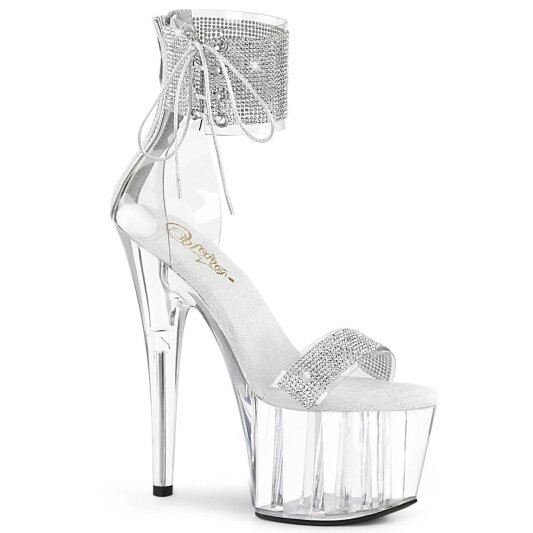 Pleaser ADORE-727RS Sandales à plateforme Strass Transparent Argent EU-38/US-8