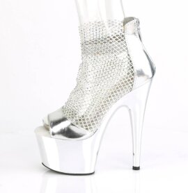 Pleaser ADORE-765RM Sandales à plateforme mailles Chrome Argent EU-38/US-8