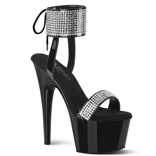 Pleaser ADORE-770 Sandales à plateforme Vernis Strass Noir EU-35/US-5