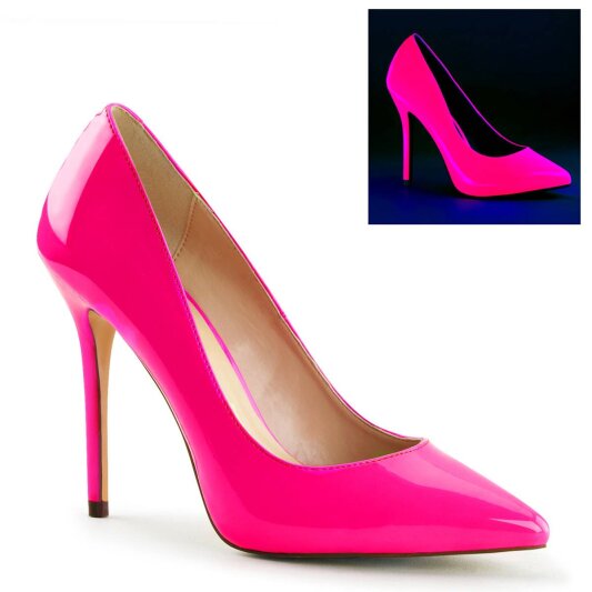 Pleaser AMUSE-20 Escarpins Vernis Néon Rose EU-37/US-7