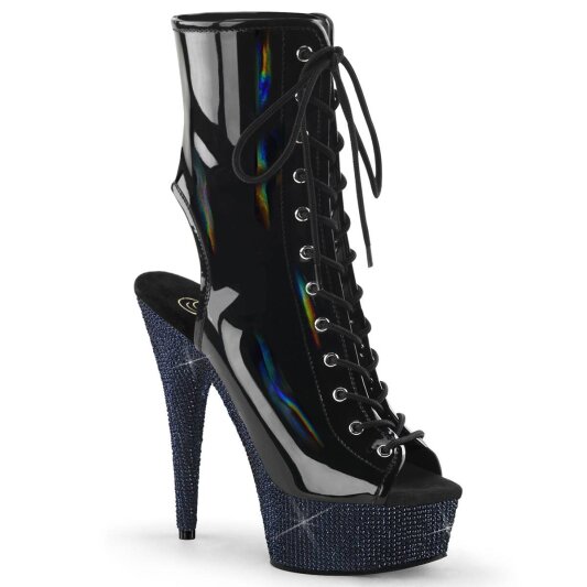 Pleaser BEJEWELED-1016-6 Bottines à plateforme Holo Strass Noir EU-35/US-5