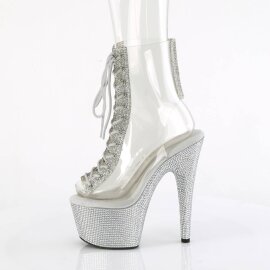Pleaser BEJEWELED-1016C-2-7 Bottines à plateforme Strass Transparent Argent EU-41/US-11