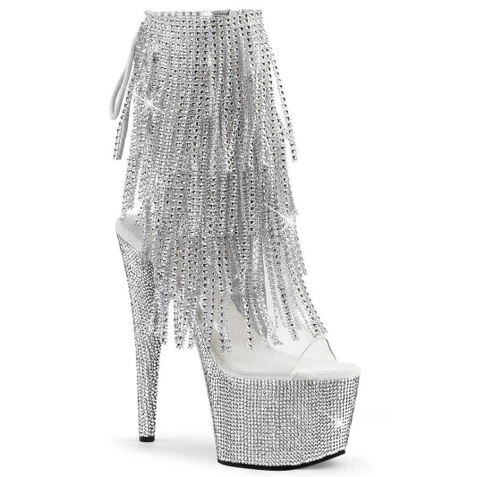 Pleaser BEJEWELED-1017RSF-7 Bottines à plateforme Strass Transparent Argent EU-37/US-7