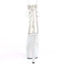 Pleaser BEJEWELED-1018C-2RS Bottines à plateforme Strass Transparent Argent EU-35/US-5