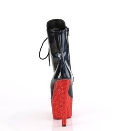 Pleaser BEJEWELED-1020-7 Bottines à plateforme Holo Strass Noir Rouge EU-35/US-5