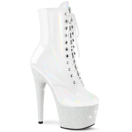 Pleaser BEJEWELED-1020-7 Bottines à plateforme Holo Strass Blanc EU-36/US-6