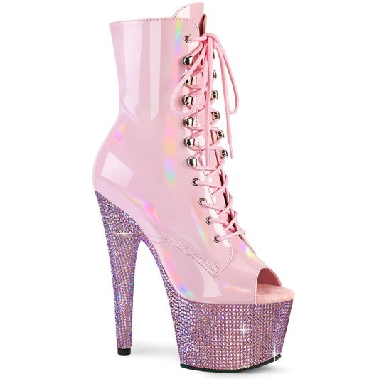 Pleaser BEJEWELED-1021-7 Bottines à plateforme Holo Strass Rose EU-41/US-11