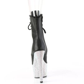 Pleaser BEJEWELED-1021-7 Bottines à plateforme Cuir synthétique Strass Noir Argent EU-35/US-5