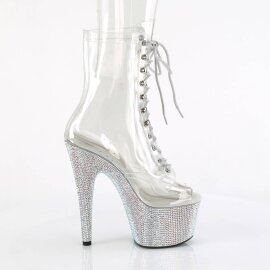 Pleaser BEJEWELED-1021C-7 Bottines à plateforme Strass Transparent Argent EU-35/US-5