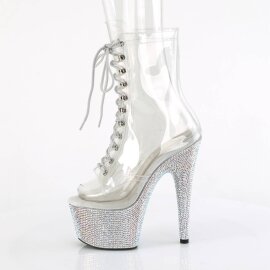 Pleaser BEJEWELED-1021C-7 Bottines à plateforme Strass Transparent Argent EU-36/US-6